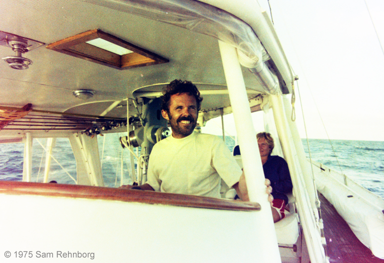 Sailing on the Pacific Ocean aboard the Firebird, under the watchful eye of my daughter, Lisa. December, 1975.