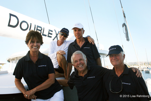 Captain Bob and crew members join Francesca and me to model our official Double X hats and shirts, so crisp and new but destined for plenty of wear and tear on our upcoming year-long journey. Newport Beach, Calif., November 7, 2015.