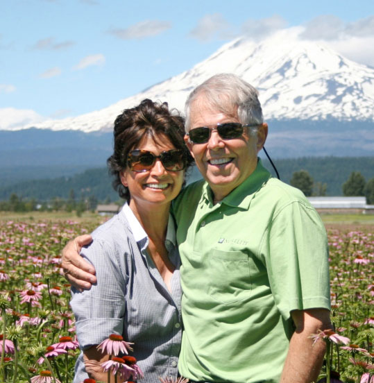 Standing in the echinacea fields with Francesca at Trout Lake Farm, Trout Lake, Washington, 2011.