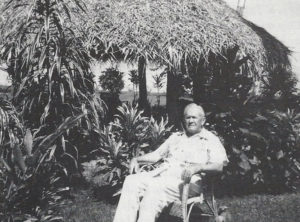 My father sits outside a lanai at their vacation home in Punaauia, Tahiti, enjoying the South Sea breezes and balmy climate. He made protecting the environment and native cultures a top priority for his business investments in the area.