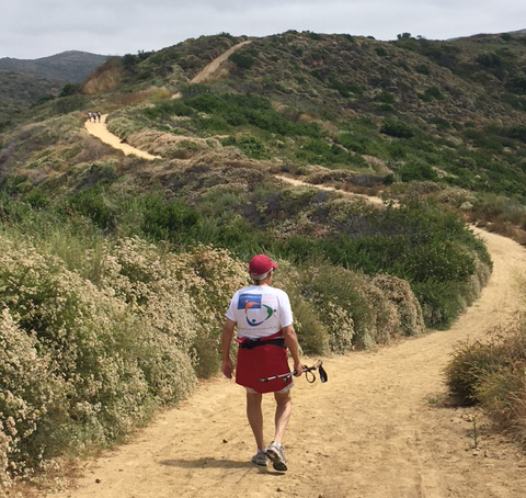 With walking pole in hand and feeling strong, I’m ready to climb one of my favorite trails in the Laguna Coast Wilderness Park. The spectacular ridgeline view of the southern California coastline is a welcome treat for my efforts. Laguna Beach, CA, June 2017. Photo: F. Rehnborg