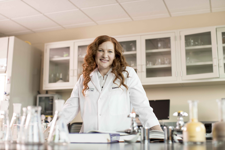 Dawna Venzon, PhD, RD., Principal Research Scientist, in the Prototype R&D laboratory. Buena Park, Calif. According to Dr. Venzon, "One of the best ways to make sure you get enough nutrients is to eat a balanced diet with plenty of vegetables and fruit."