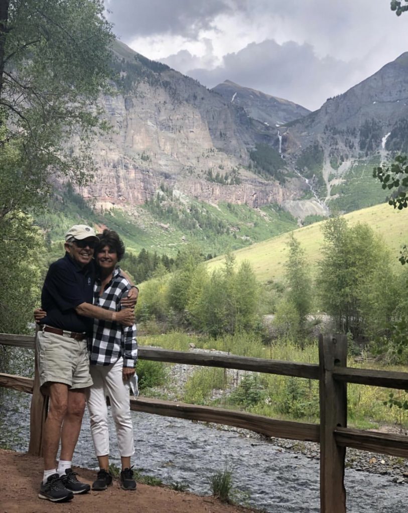 Francesca and me on a nature trail. Hiking is a great way to stay active at any age. Telluride, Colo., June 2020.