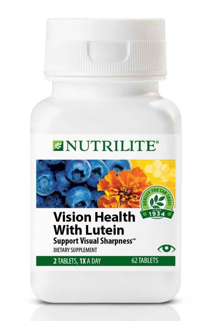 Nutrilite® Vision Health With Lutein. One daily serving combines 10 mg lutein with botanicals extracts and vitamin A for targeted support for healthy vision.† †This statement has not been evaluated by the Food and Drug Administration.