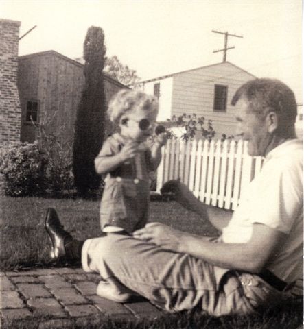 Me as a little one with my father. He always took great interests in my accomplishments. Balboa Island, Calif., 1937.
