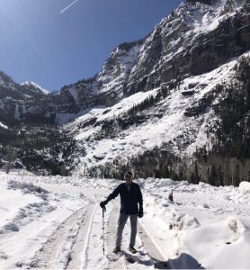 Sam (and me behind the camera) enjoying a gorgeous winter hike. We focus on staying healthy so we’re ready for any adventure. Telluride, Colo. March 2021.